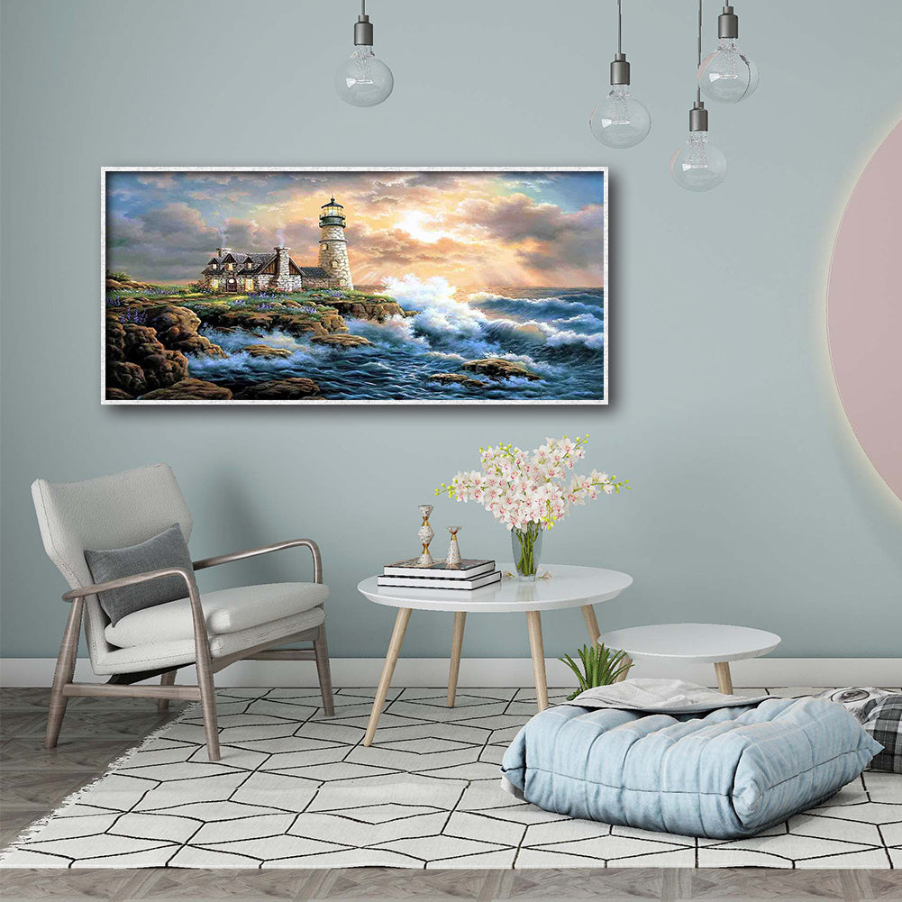 Coast Light - Full Round Drill Diamond Painting 80*40CM