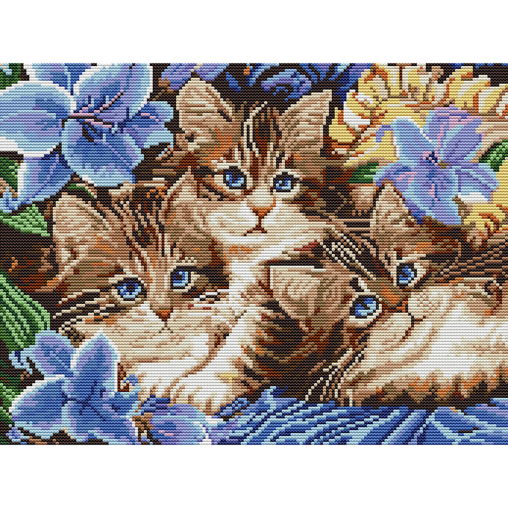 Cats - 14CT Stamped Cross Stitch 39*31CM