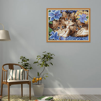 Cats - 14CT Stamped Cross Stitch 39*31CM