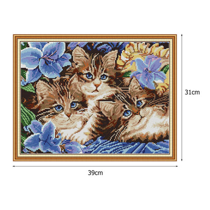 Cats - 14CT Stamped Cross Stitch 39*31CM