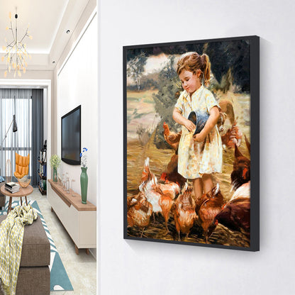 Feeding Chicken - Full Round Drill Diamond Painting 30*40CM