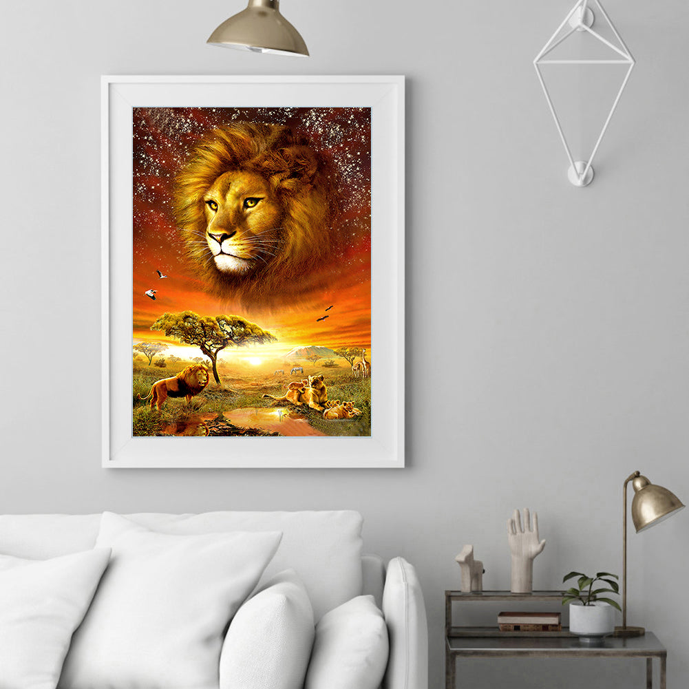 Lawn Lion - Full Round Drill Diamond Painting 30*40CM