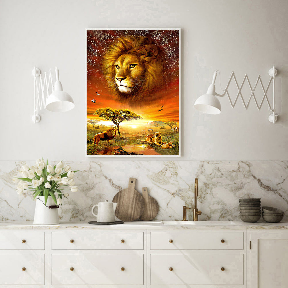 Lawn Lion - Full Round Drill Diamond Painting 30*40CM