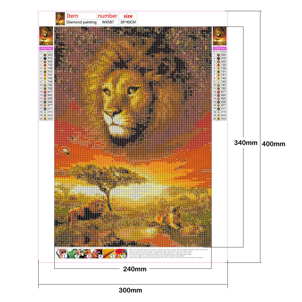 Lawn Lion - Full Round Drill Diamond Painting 30*40CM