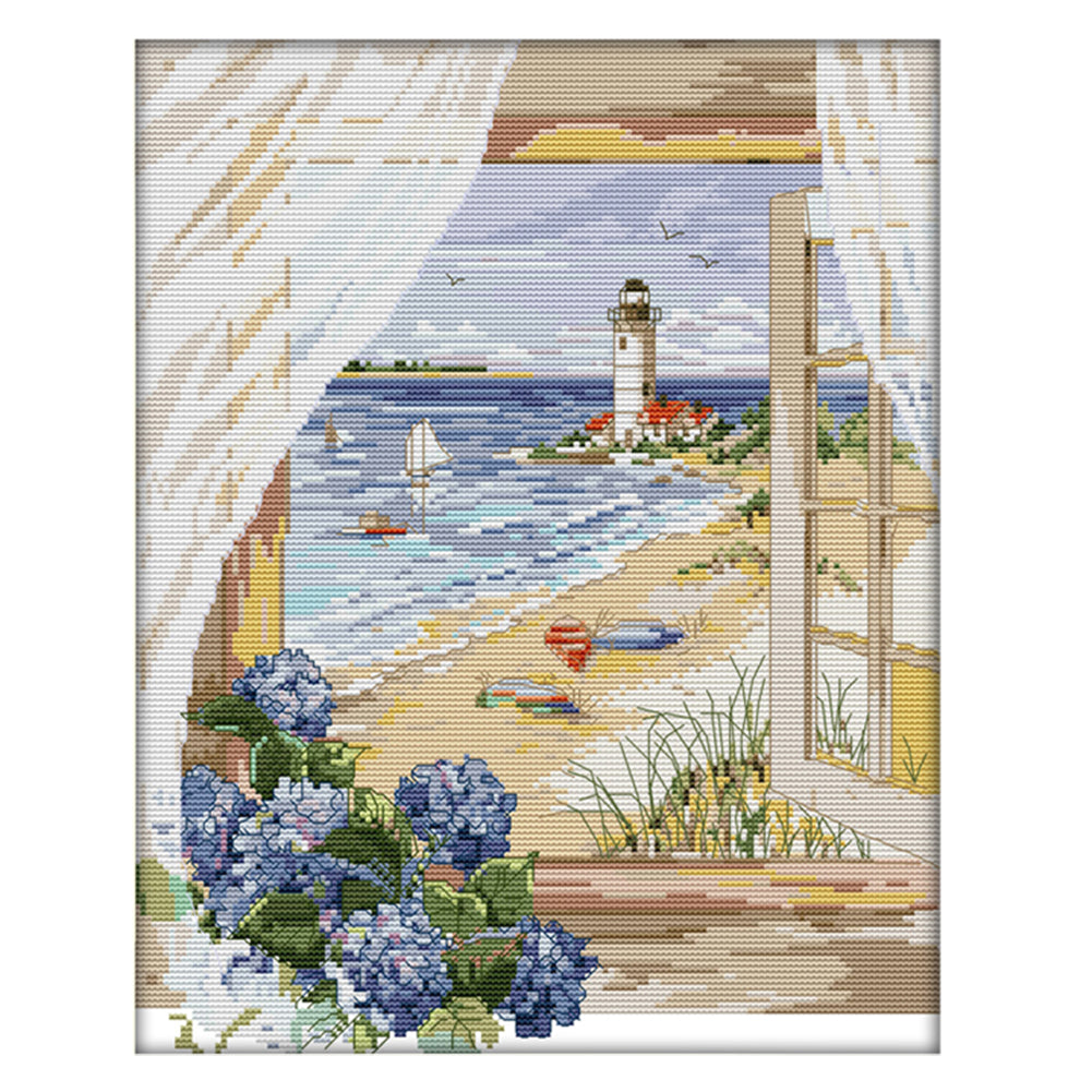 Sea View - 14CT Stamped Cross Stitch 40*33CM