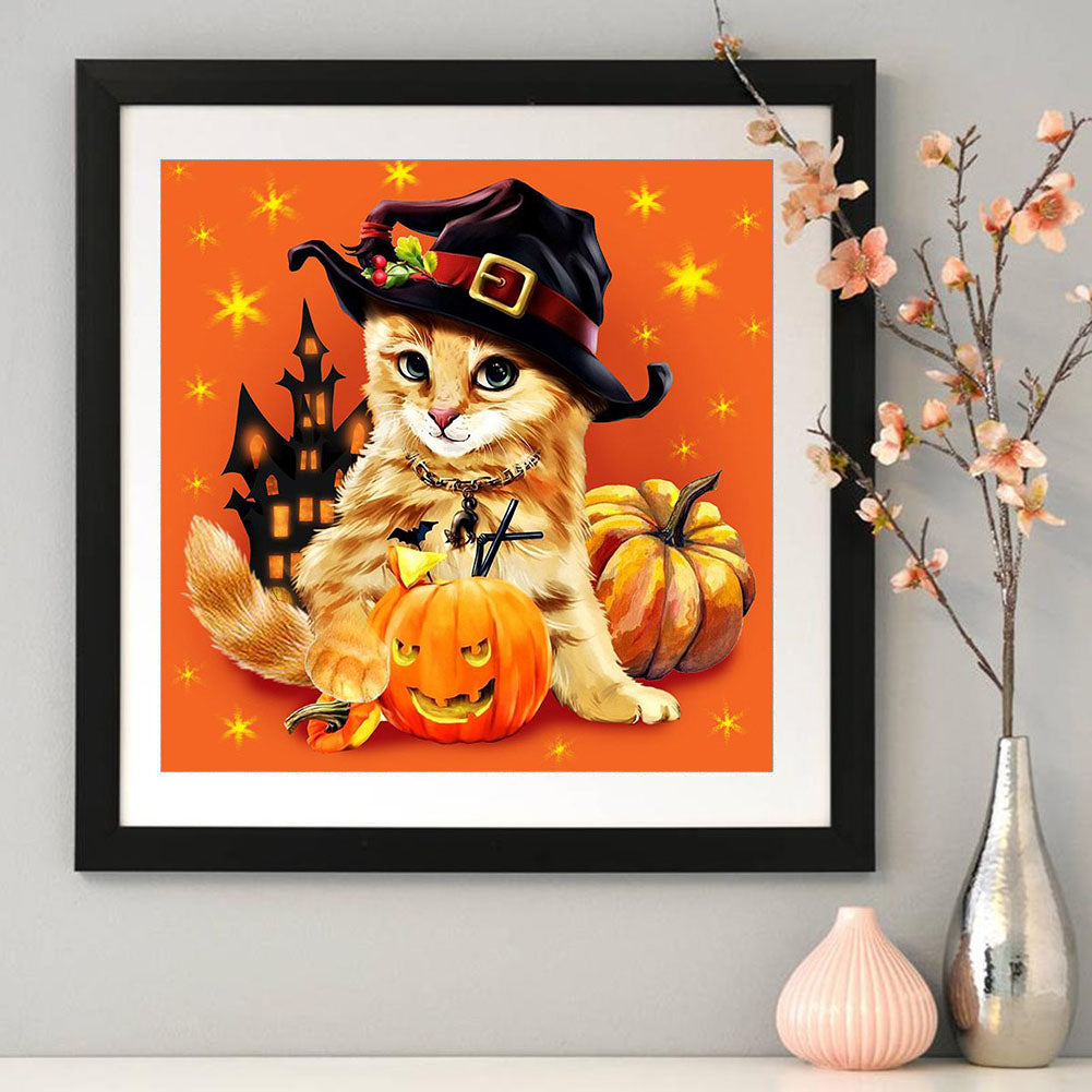 Halloween Cat - Full Round Drill Diamond Painting 30*30CM