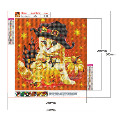 Halloween Cat - Full Round Drill Diamond Painting 30*30CM