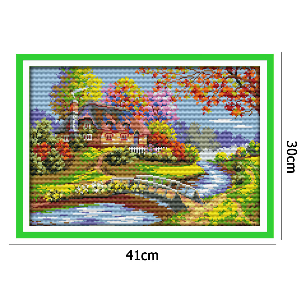 Country House - 14CT Stamped Cross Stitch 41*30CM