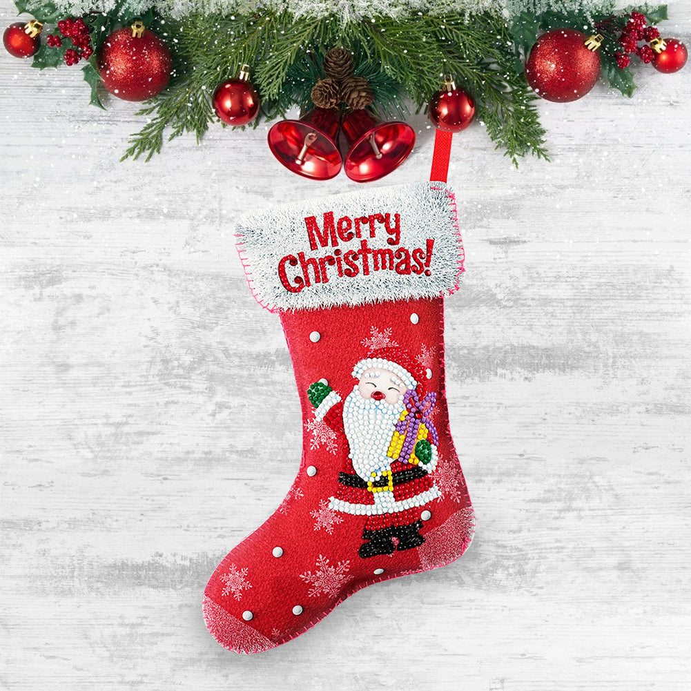 Christmas Stockings DIY Diamond Painting Mosaic Crafts Apple Candy Gift Bag