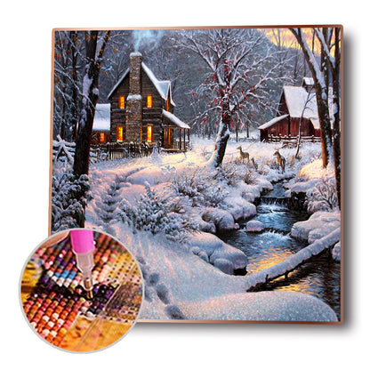 Snow House - Full Round Drill Diamond Painting 30*30CM