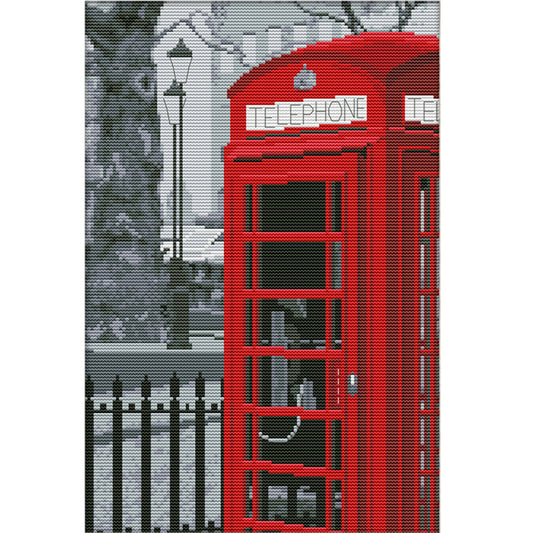 Telephone Booth - 14CT Stamped Cross Stitch 38*28CM