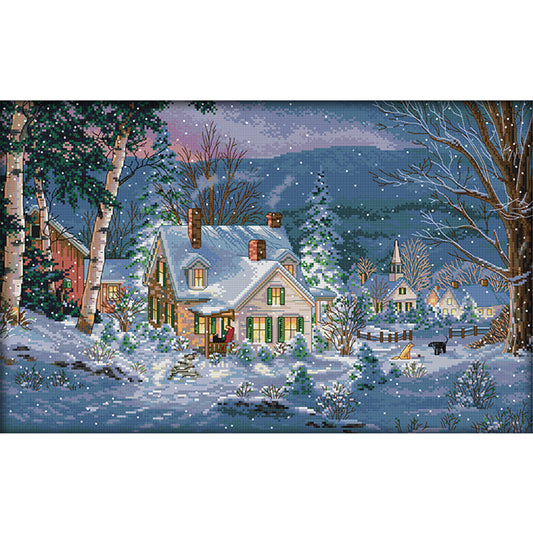 Snow Night - 14CT Stamped Cross Stitch 55*37CM