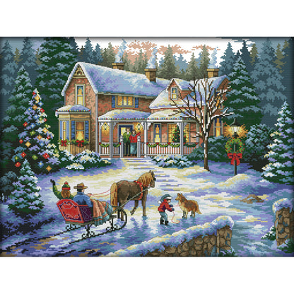 Christmas Return - 14CT Stamped Cross Stitch 54*43CM