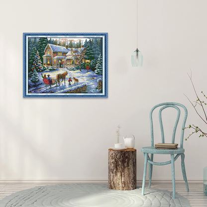 Christmas Return - 14CT Stamped Cross Stitch 54*43CM