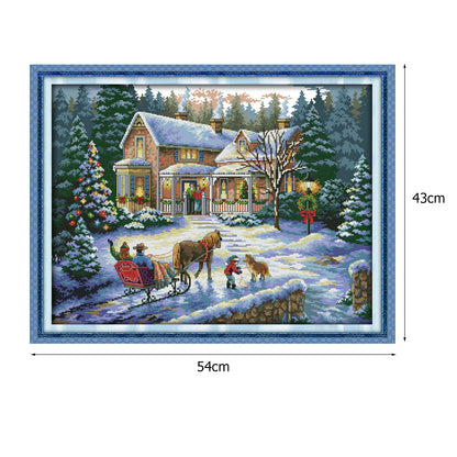 Christmas Return - 14CT Stamped Cross Stitch 54*43CM