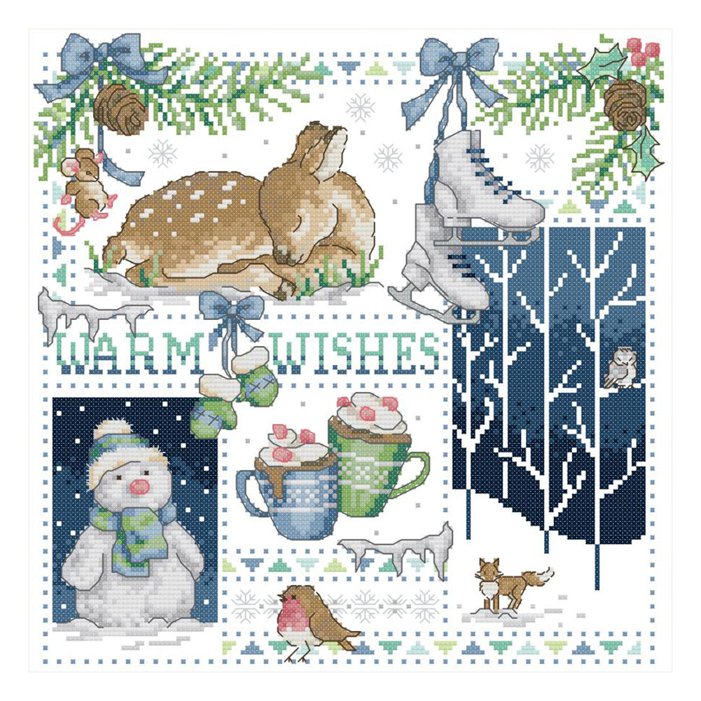 Xmas Fawn - 14CT Stamped Cross Stitch 32*32CM