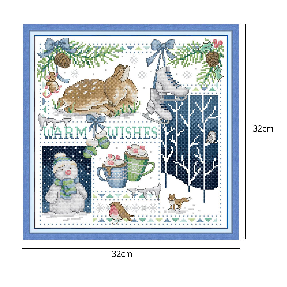 Xmas Fawn - 14CT Stamped Cross Stitch 32*32CM