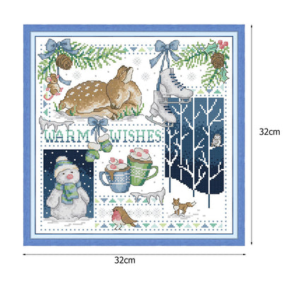 Xmas Fawn - 14CT Stamped Cross Stitch 32*32CM