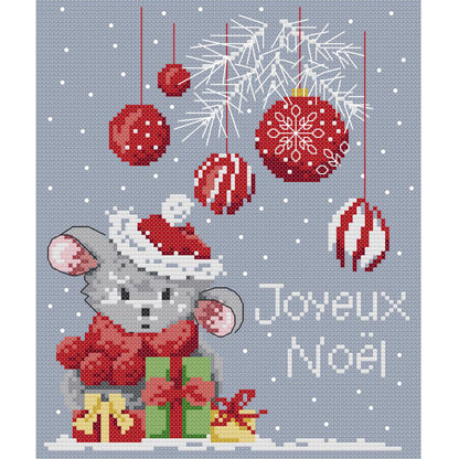 Christmas Rat - 14CT Stamped Cross Stitch 22*28CM