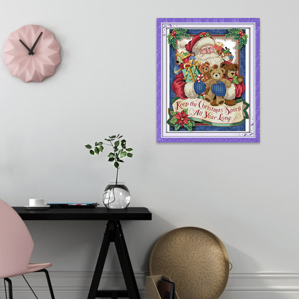 Happy Christmas - 14CT Stamped Cross Stitch 44*54CM