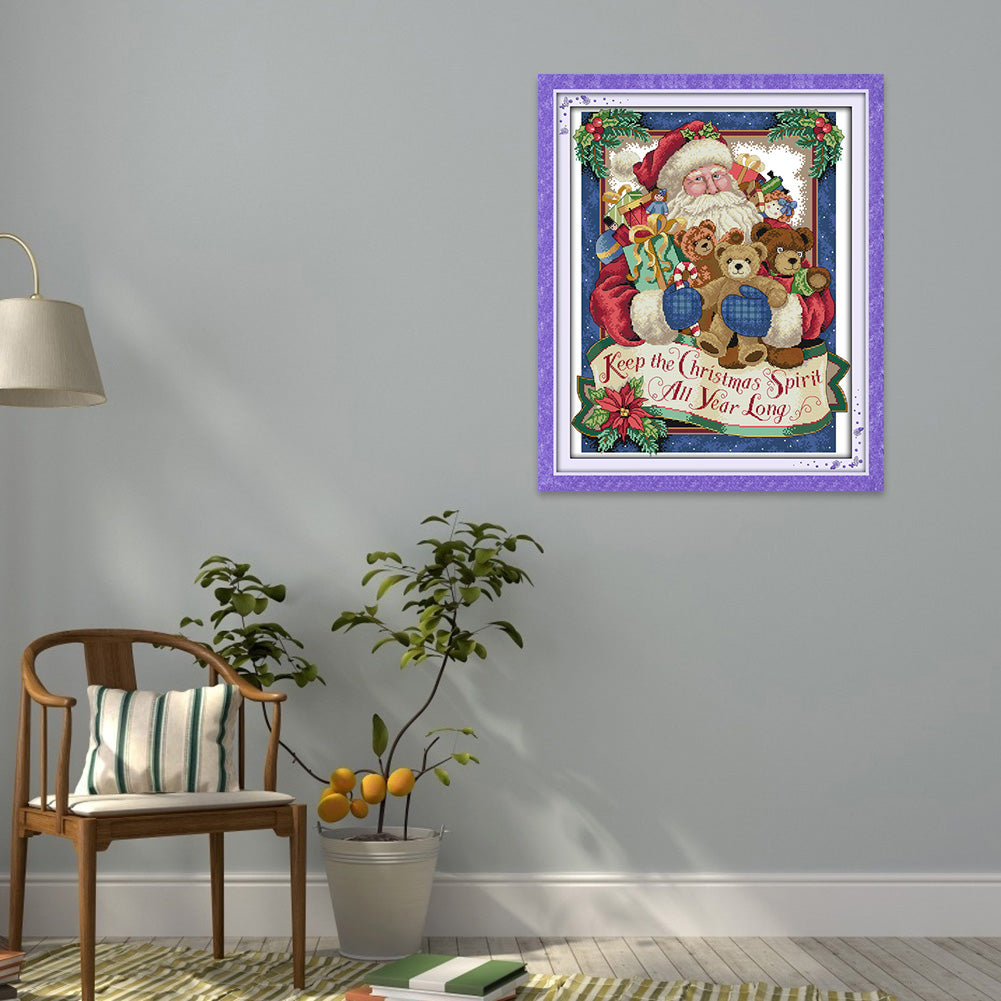 Happy Christmas - 14CT Stamped Cross Stitch 44*54CM