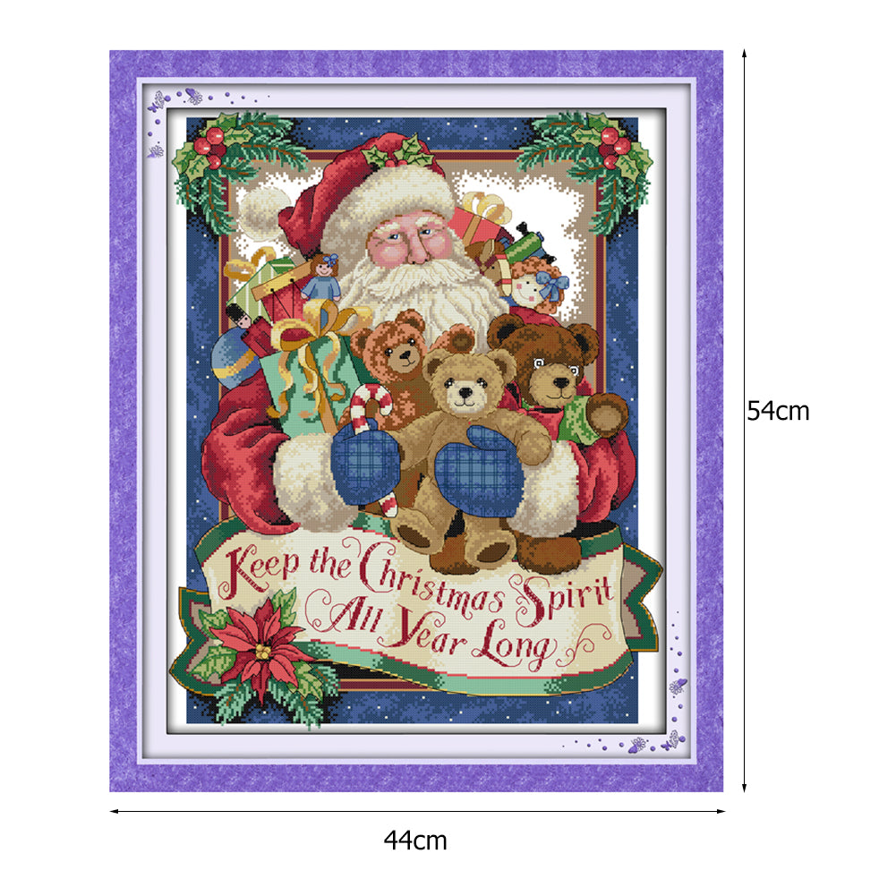 Happy Christmas - 14CT Stamped Cross Stitch 44*54CM