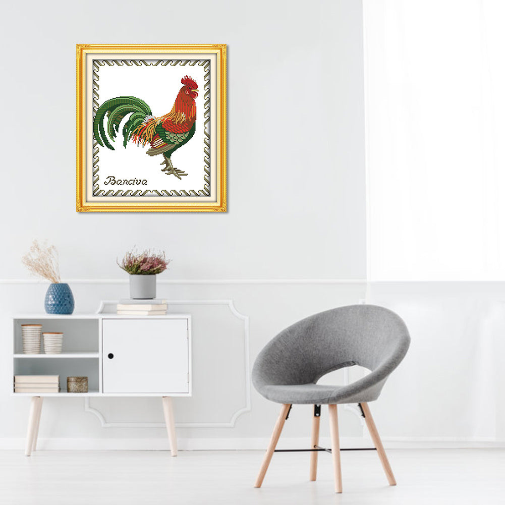 Rooster - 14CT Stamped Cross Stitch 37*33CM