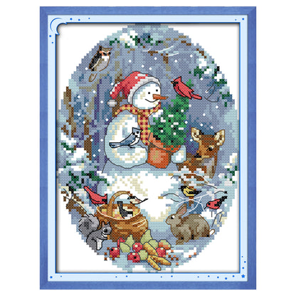 Snowman Friends - 14CT Stamped Cross Stitch 22*18CM