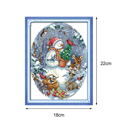 Snowman Friends - 14CT Stamped Cross Stitch 22*18CM