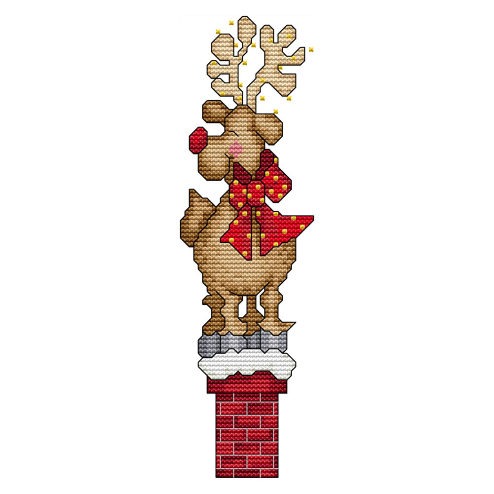 Christmas Deer - 14CT Stamped Cross Stitch 	9*27CM