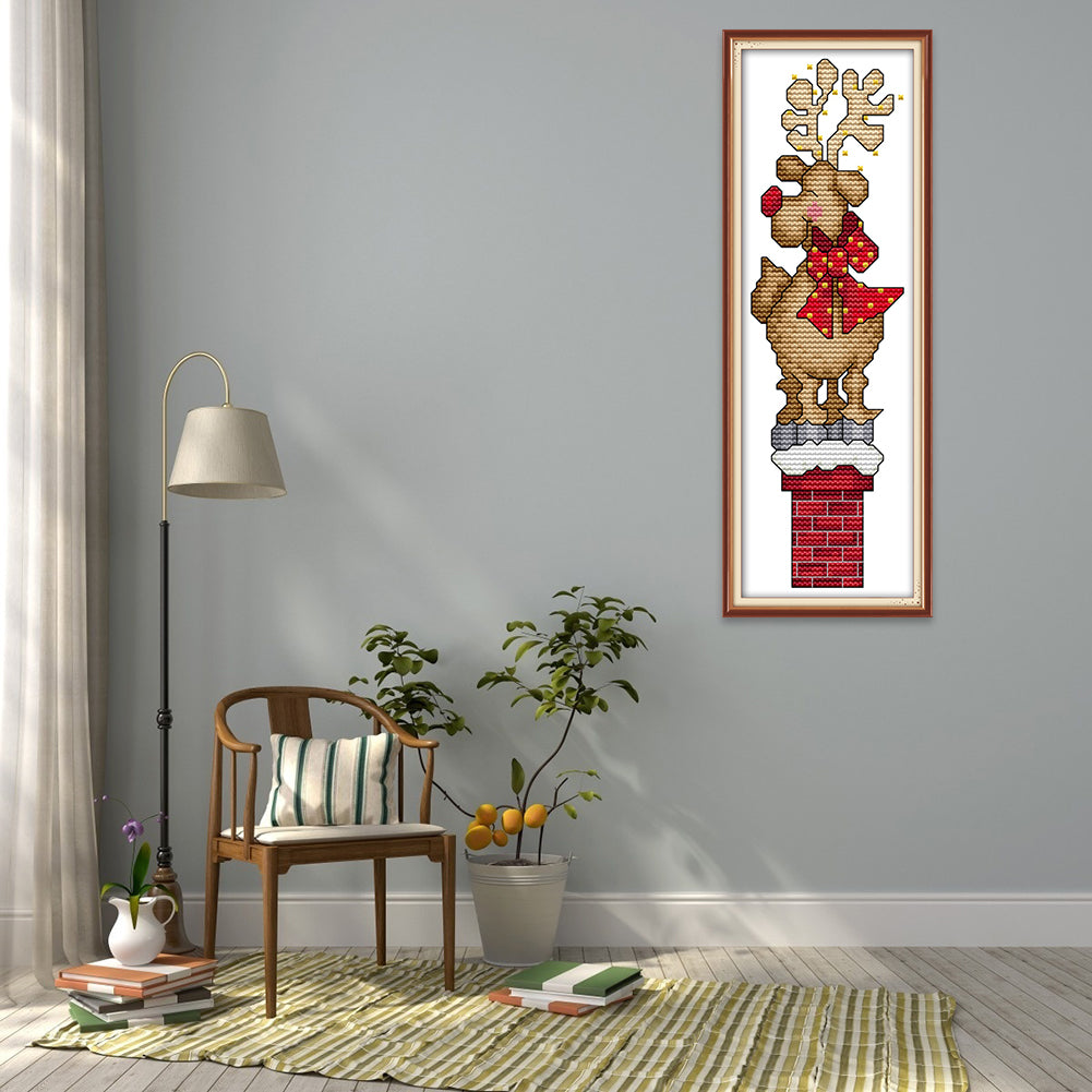 Christmas Deer - 14CT Stamped Cross Stitch 	9*27CM