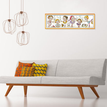 Ballet School- 14CT Stamped Cross Stitch 55*17CM
