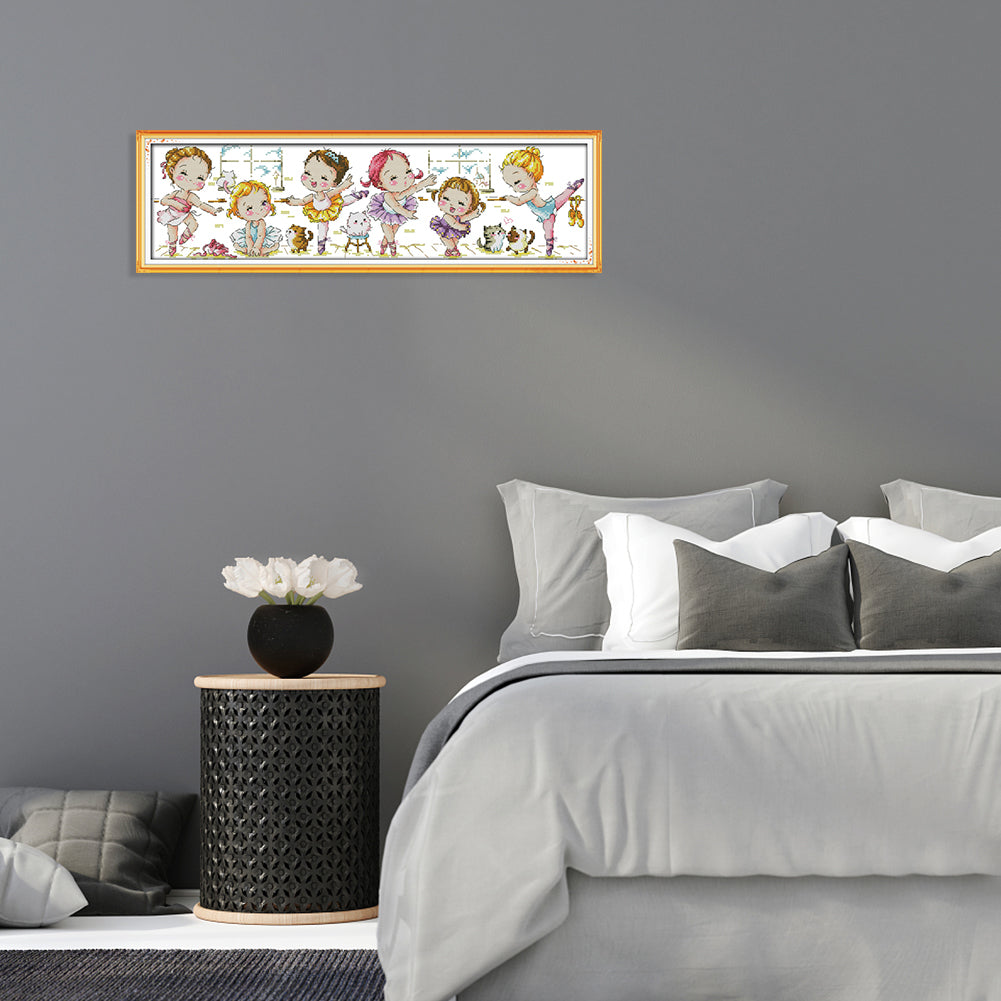 Ballet School- 14CT Stamped Cross Stitch 55*17CM
