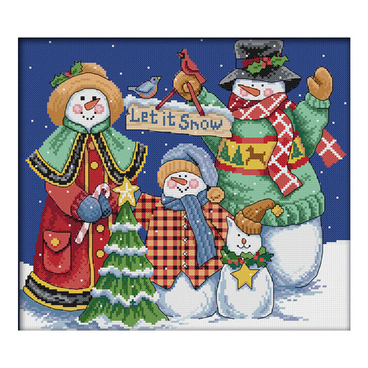 Christmas Snowman - 14CT Stamped Cross Stitch 38*34CM