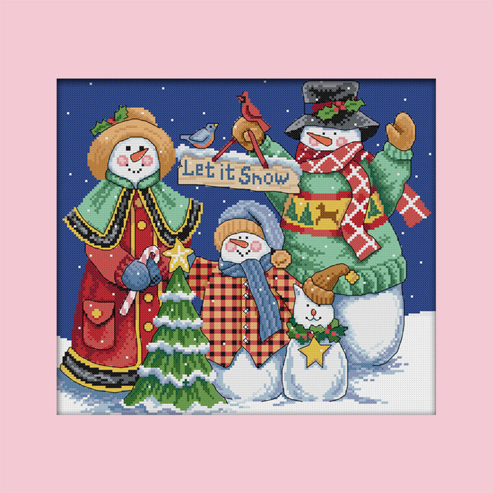 Christmas Snowman - 14CT Stamped Cross Stitch 38*34CM