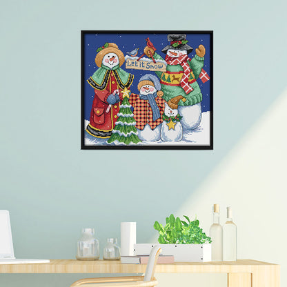 Christmas Snowman - 14CT Stamped Cross Stitch 38*34CM