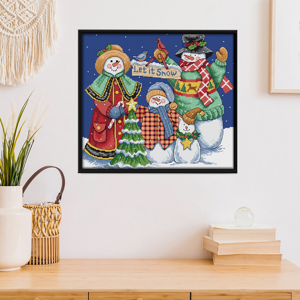 Christmas Snowman - 14CT Stamped Cross Stitch 38*34CM