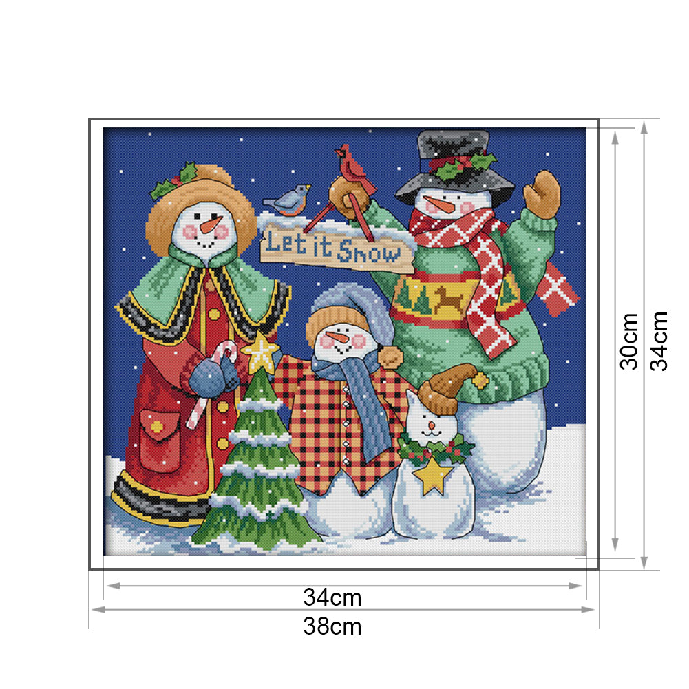 Christmas Snowman - 14CT Stamped Cross Stitch 38*34CM