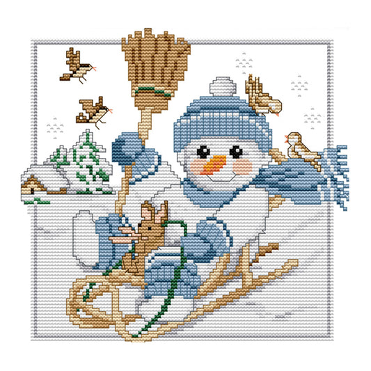 Christmas Snowman - 14CT Stamped Cross Stitch 26*23CM