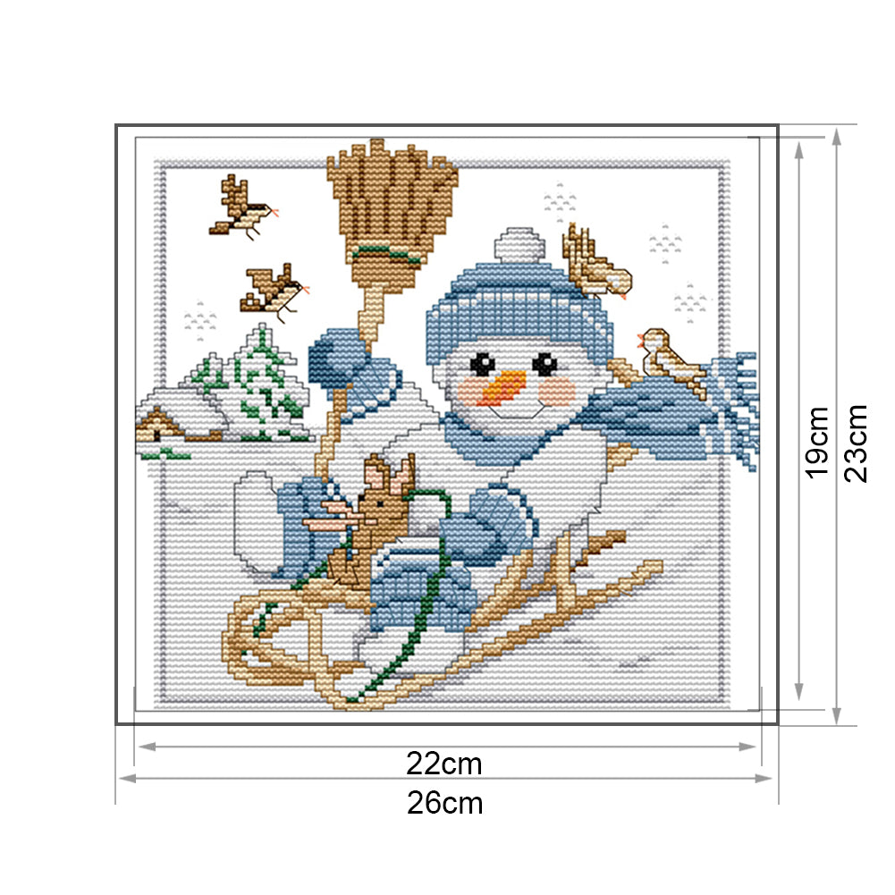 Christmas Snowman - 14CT Stamped Cross Stitch 26*23CM