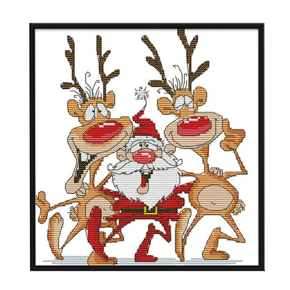 Santa Claus Reindeer - 14CT Stamped Cross Stitch 28*26CM