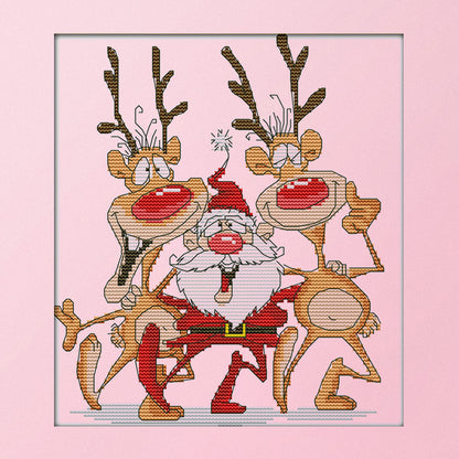 Santa Claus Reindeer - 14CT Stamped Cross Stitch 28*26CM