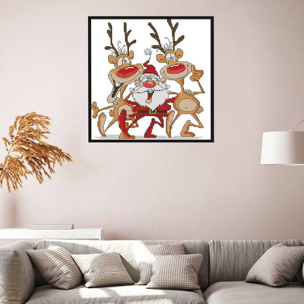 Santa Claus Reindeer - 14CT Stamped Cross Stitch 28*26CM