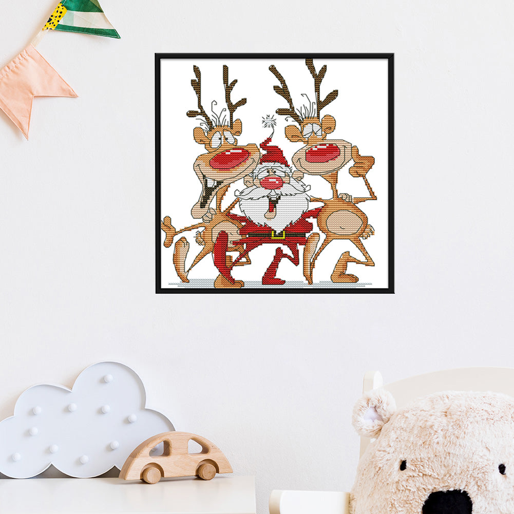 Santa Claus Reindeer - 14CT Stamped Cross Stitch 28*26CM