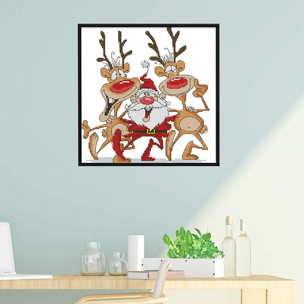 Santa Claus Reindeer - 14CT Stamped Cross Stitch 28*26CM