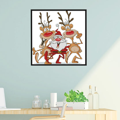 Santa Claus Reindeer - 14CT Stamped Cross Stitch 28*26CM