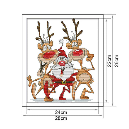 Santa Claus Reindeer - 14CT Stamped Cross Stitch 28*26CM