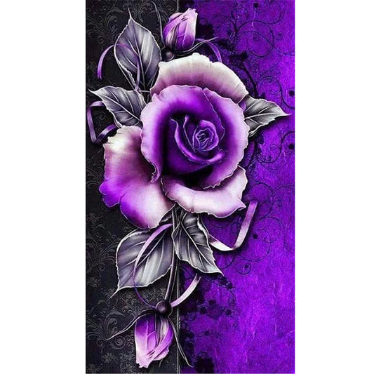 Purple Flowers - Full Round Drill Diamond Painting 45*85CM