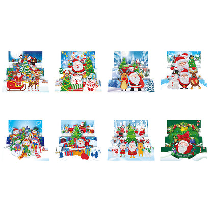 8pcs DIY Diamond Greeting Card Special-shaped Part Drill Christmas Postcard