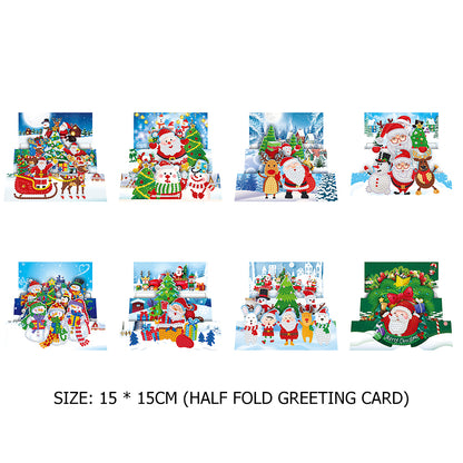 8pcs DIY Diamond Greeting Card Special-shaped Part Drill Christmas Postcard